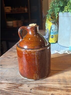 Brown Glazed Ceramic Jug - Rustic Home Art Accent